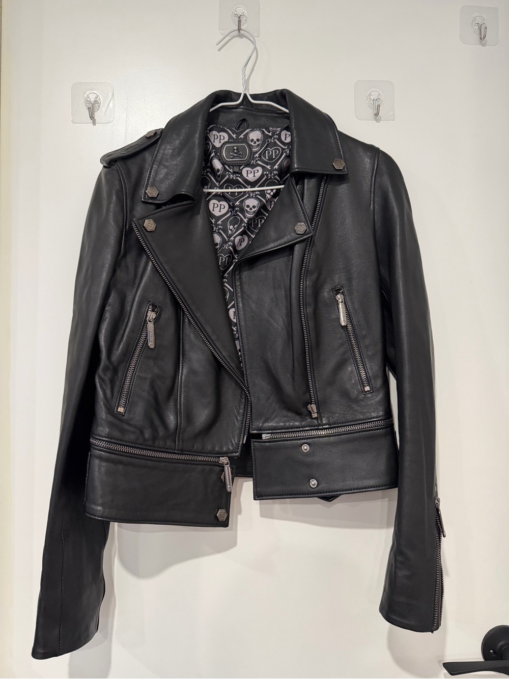 Philipp Plein Leather Biker Jacket